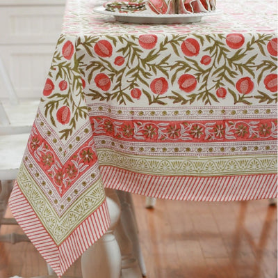 Pomegrante Hand Block Tablecloth - Choose Size