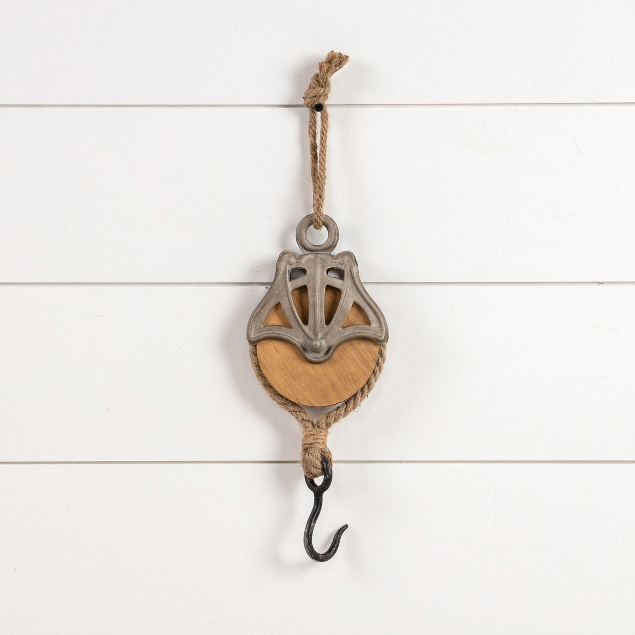 Wooden Wheel Pulley with Hook