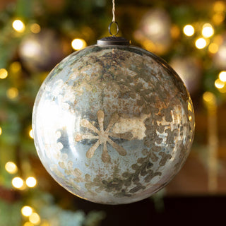 8" Chateau Etched Mercury Glass Ball Ornament