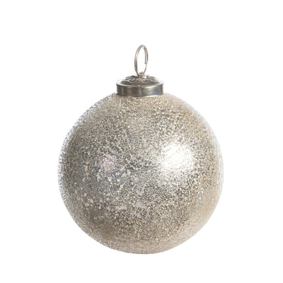 4" Frosted Icy Silver Glass Ornament