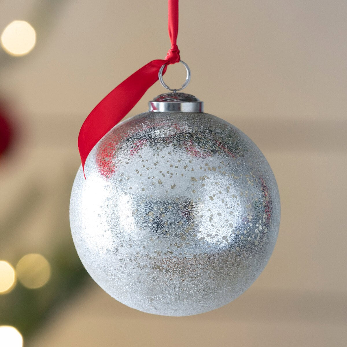 5" Frosted Icy Silver Glass Ornament