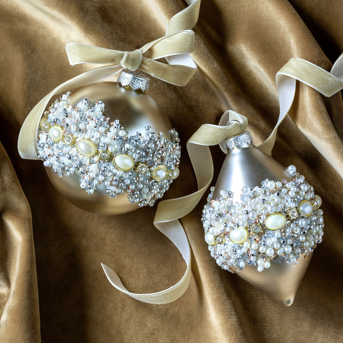 Pearl and Jewel Crusted Glass Ornament - Choose Your Style