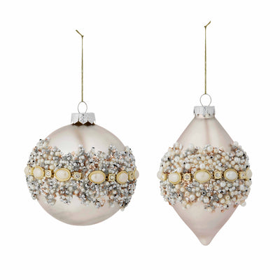 Pearl and Jewel Crusted Glass Ornament - Choose Your Style