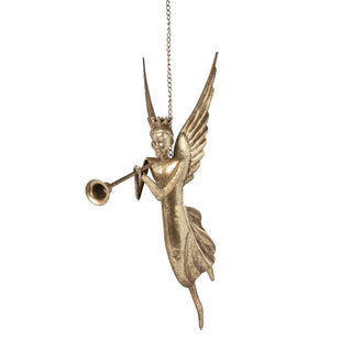 17" Hanging Gilded Herald Angel with Trumpet
