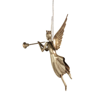 17" Hanging Gilded Herald Angel with Trumpet