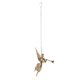 17" Hanging Gilded Herald Angel with Trumpet