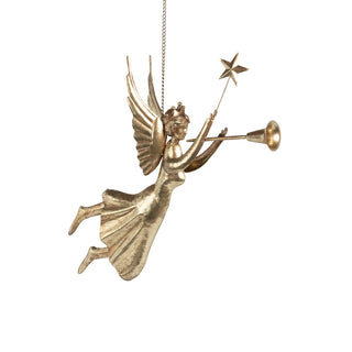27" Hanging Gilded Herald Angel with Trumpet