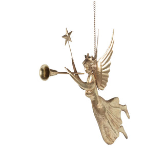 27" Hanging Gilded Herald Angel with Trumpet
