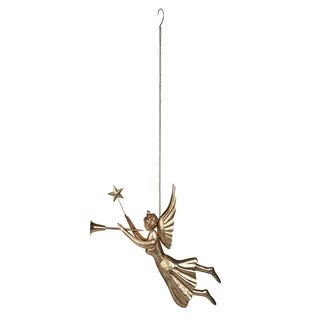 27" Hanging Gilded Herald Angel with Trumpet
