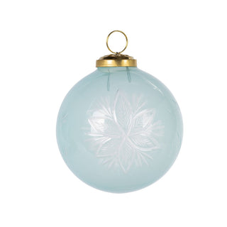 Translucent Light Blue Etched Glass Ornament