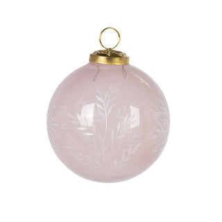 Translucent Pink Etched Glass Ornament
