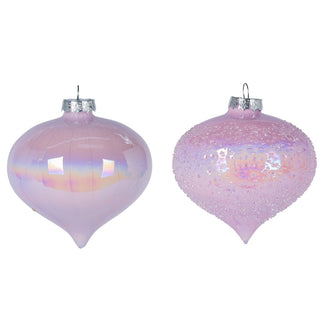 Pink Glass Onion Finial Ornament - Choose Style