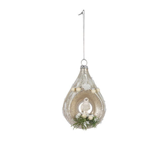 Glass Drop Ornament with Bird