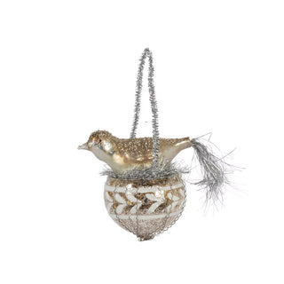 Glass Nesting Bird Ornament