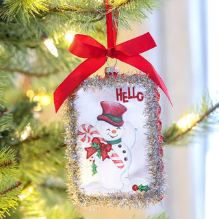 Vintage Style Tinsel Package Ornament