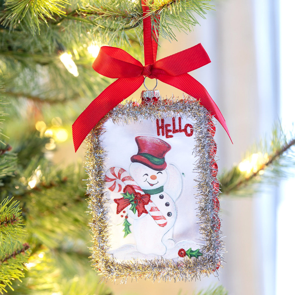 Vintage Style Tinsel Package Ornament