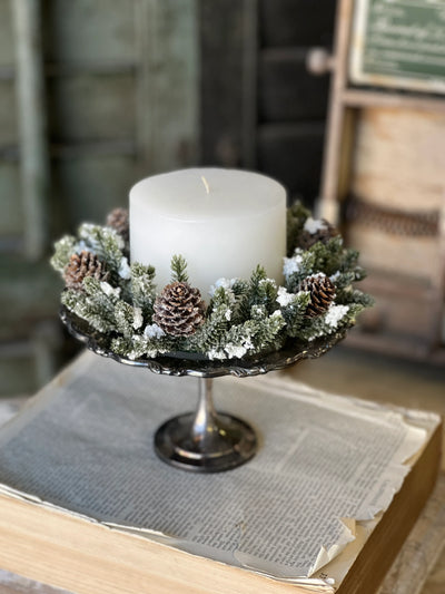 Mini Snowy Pinecone Candlering