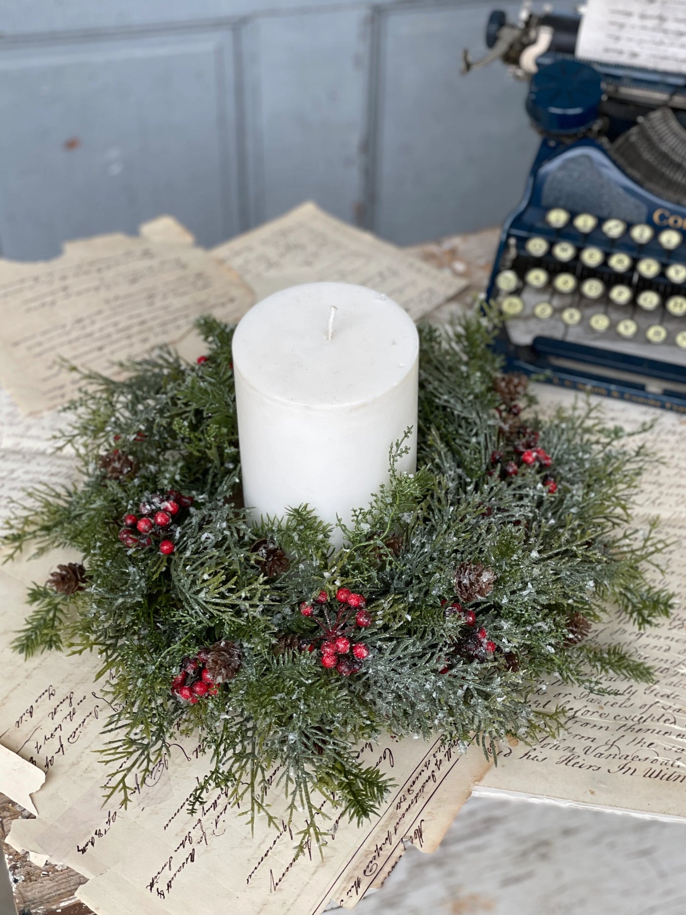 Wintery Mix Candle Ring / Wreath