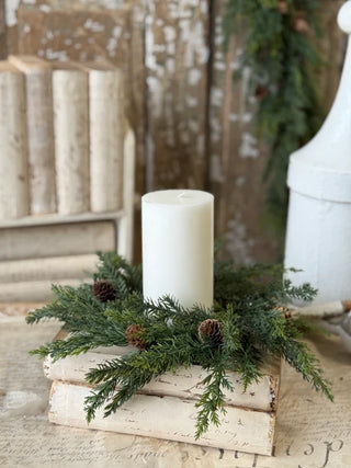 11” Crosswoods Juniper Candle Ring
