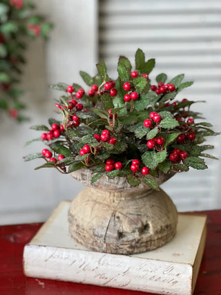 10" Holly Half Sphere w/ Berry