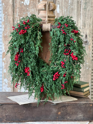 24" Berry Emerald Falls Berryl Touch Hanging Wreath