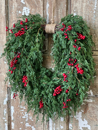 24" Berry Emerald Falls Berryl Touch Hanging Wreath
