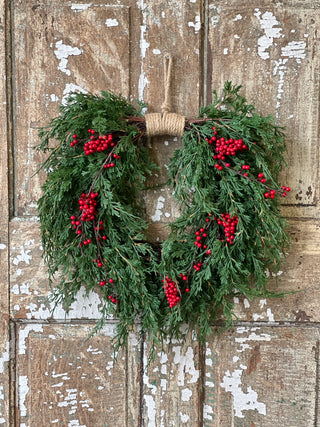 20" Berry Emerald Falls Berryl Touch Hanging Wreath