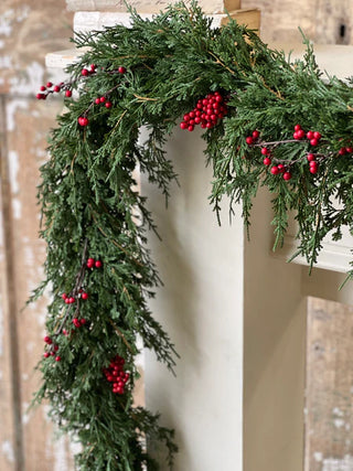 72" Real Touch Emerald Falls with Berries Garland