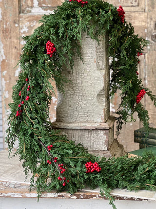 72" Real Touch Emerald Falls with Berries Garland