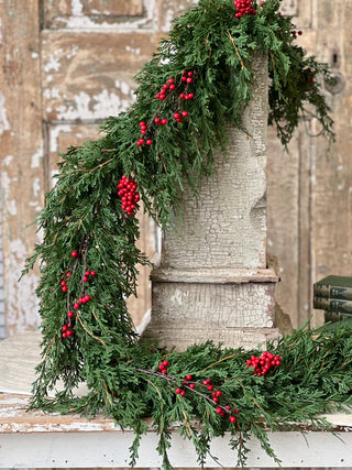 72" Real Touch Emerald Falls with Berries Garland
