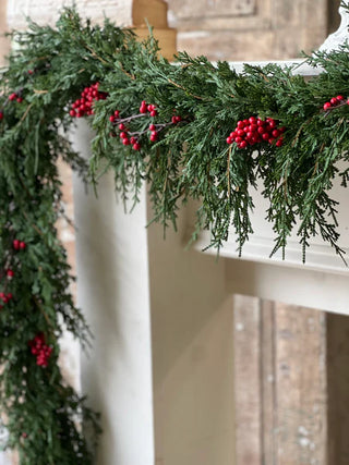 72" Real Touch Emerald Falls with Berries Garland