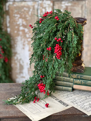 Real Touch Emerald Falls with Berries Hanging Stem
