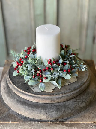 9" Berry Bright Greens Candle Ring