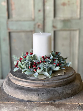 9" Berry Bright Greens Candle Ring