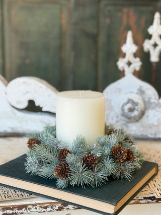 9" Pine Cone Pizazz Candle Ring with 4" Inner
