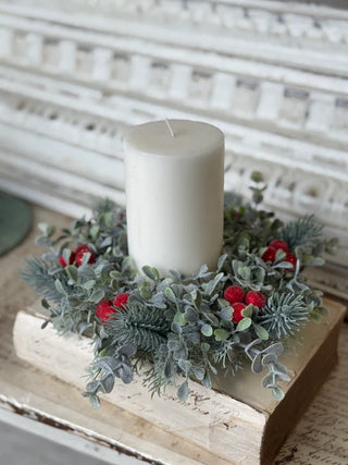 8" Sprightly Spruce Candle Ring with 4" Inner