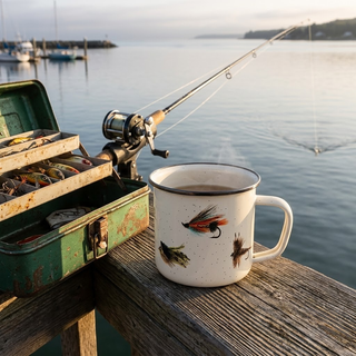Enamelware Fishing Fly Grande Mugs