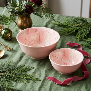 Pink Reindeer Bowl Set