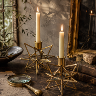 Gilded Star Taper Candleholder - Choose Size