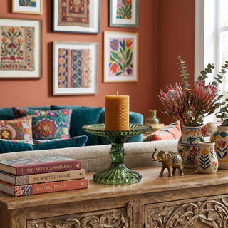 Green Glass Pedestal