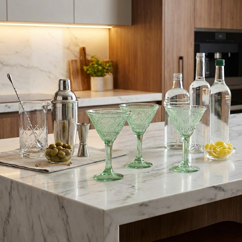 Claro Green Crystal Martini Glass – Cotton & Crete