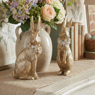 Curious Gold Bunny with Floral Collar - Choose Style