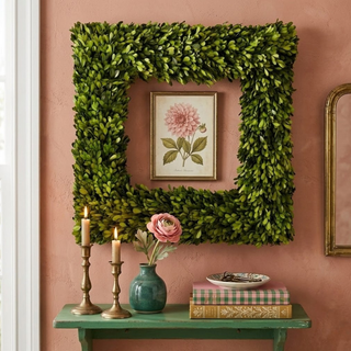 24" Square Preserved Natural Boxwood Wreath