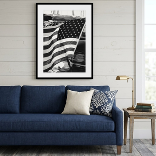 Black & White Rectangle Sailing American Flag Print