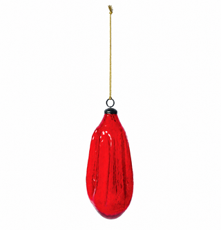 Hand-Blown Red Glass Ornament - Choose Style