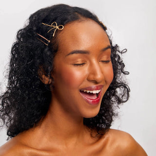 Kitsch Metal Enamel Cloud & Bow Bobby Pins 8pc Set - Rosewood