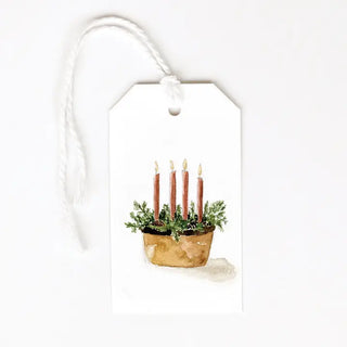 Set of 8 Advent Candle Watercolor Gift Tags