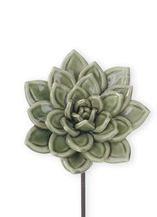 9.25" Ceramic Flower Pick - Green - Choose Your Favorite Style