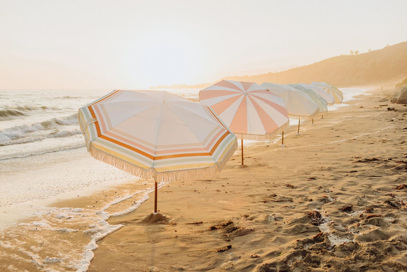 Retro Style Fringed Beach Umbrella - Choose Style