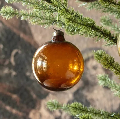 4" Recycled Amber Glass Ornament - Choose Color